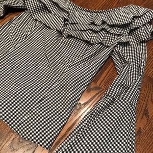 One shoulder black & white blouse